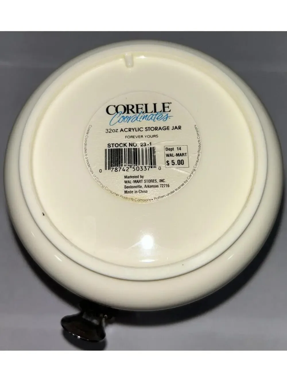 Vintage 32 oz Acrylic Storage jar Corelle Coordinate "Forever Yours" pattern - Picture 4 of 4
